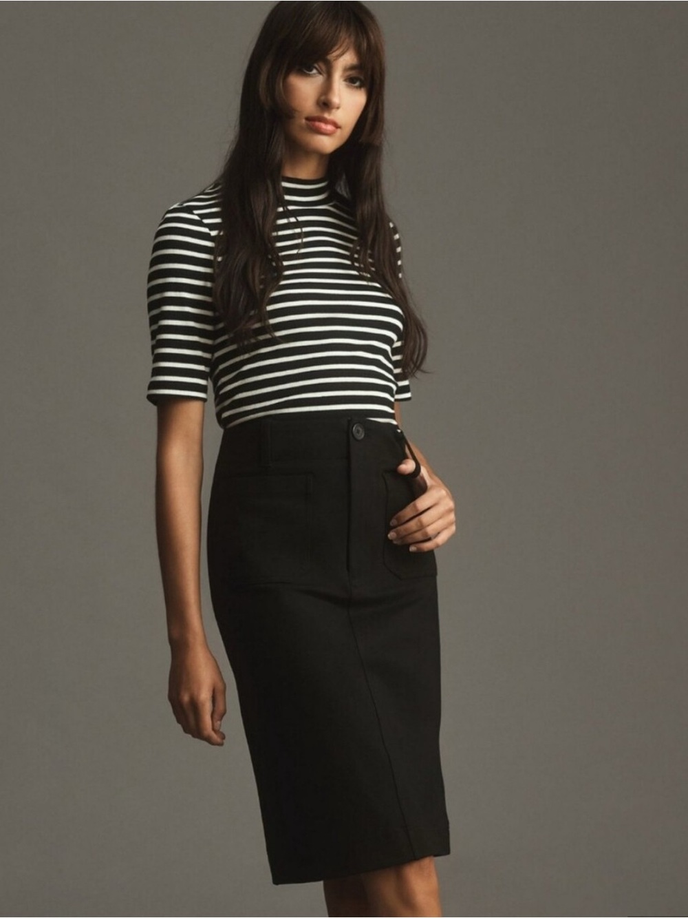 Anthropologie MAEVE Black High-Rise Pencil Skirt